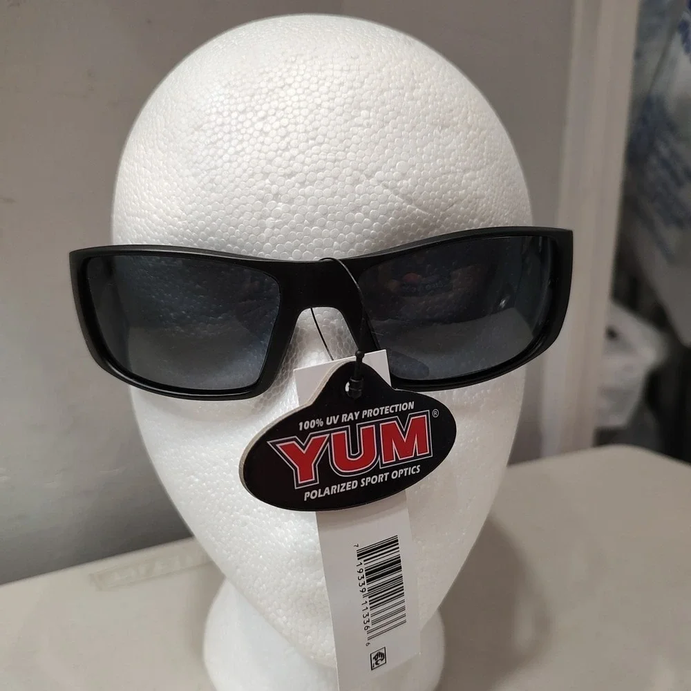 Yum Pradco Polarized UV Matte Black Fishing Sunglasses‎ Framed Black Lens